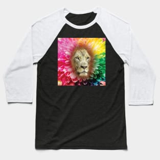 Lion With Flowers Baseball T-Shirt